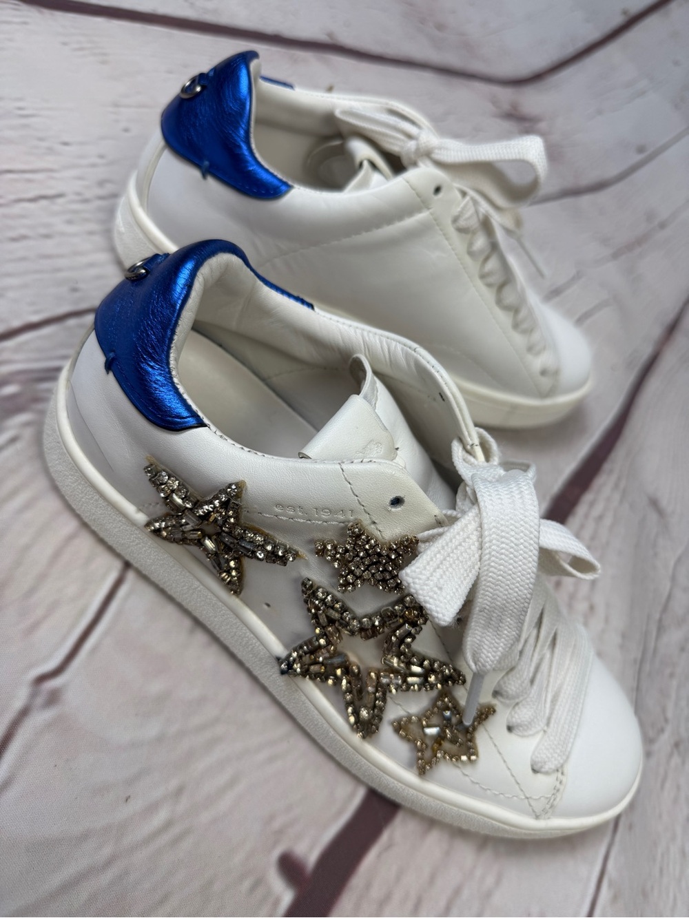 COACH white sneakers with embellished gold stars, size 6 - Picture 6 of 12